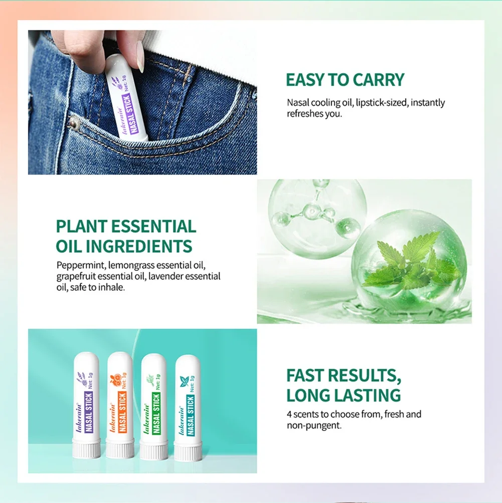 Nasal Inhaler Aromatherapy Mint Inhaler Portable energy bar Blend for Calming Relaxing Tension Relief Anti-Drowsiness refreshing
