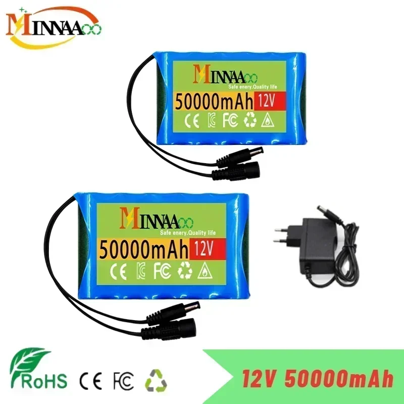 

18650 Rechargeable Battery 12V 31000mah Lithium Battery Pack Capacity DC 12.6V 31Ah CCTV Cam Monitor with Charger