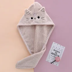 Plush Microfiber Quick-Dry Hair Towel and Shower Cap (Dark Khaki)