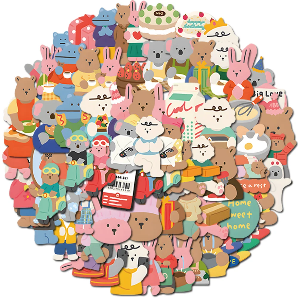 

10/25/50/100PCS Catoon Dailylike Stickers Small Cute Animals For Laptop Stationery Sketchbook Sticker Aesthetic Decals Kids Toys