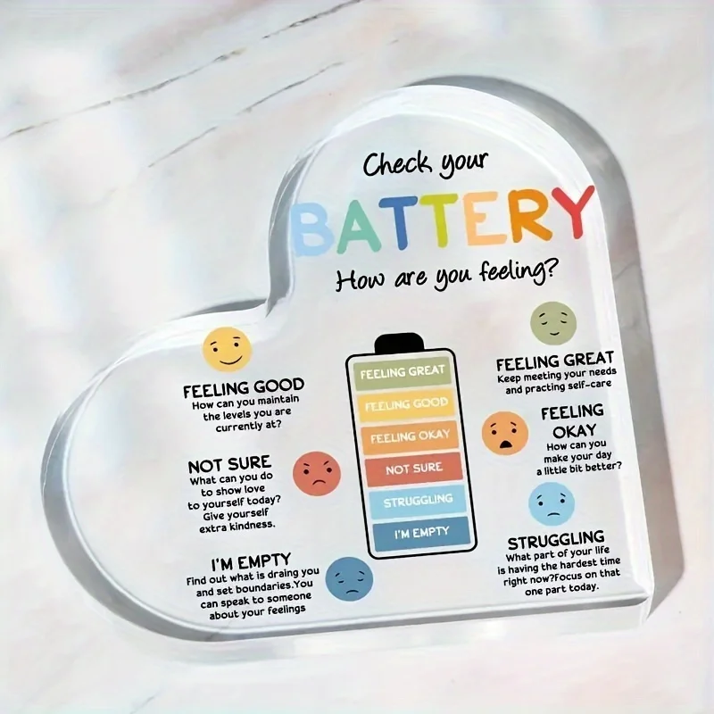 Inspirational Heart-Shaped Acrylic Sign For Mental Health 2