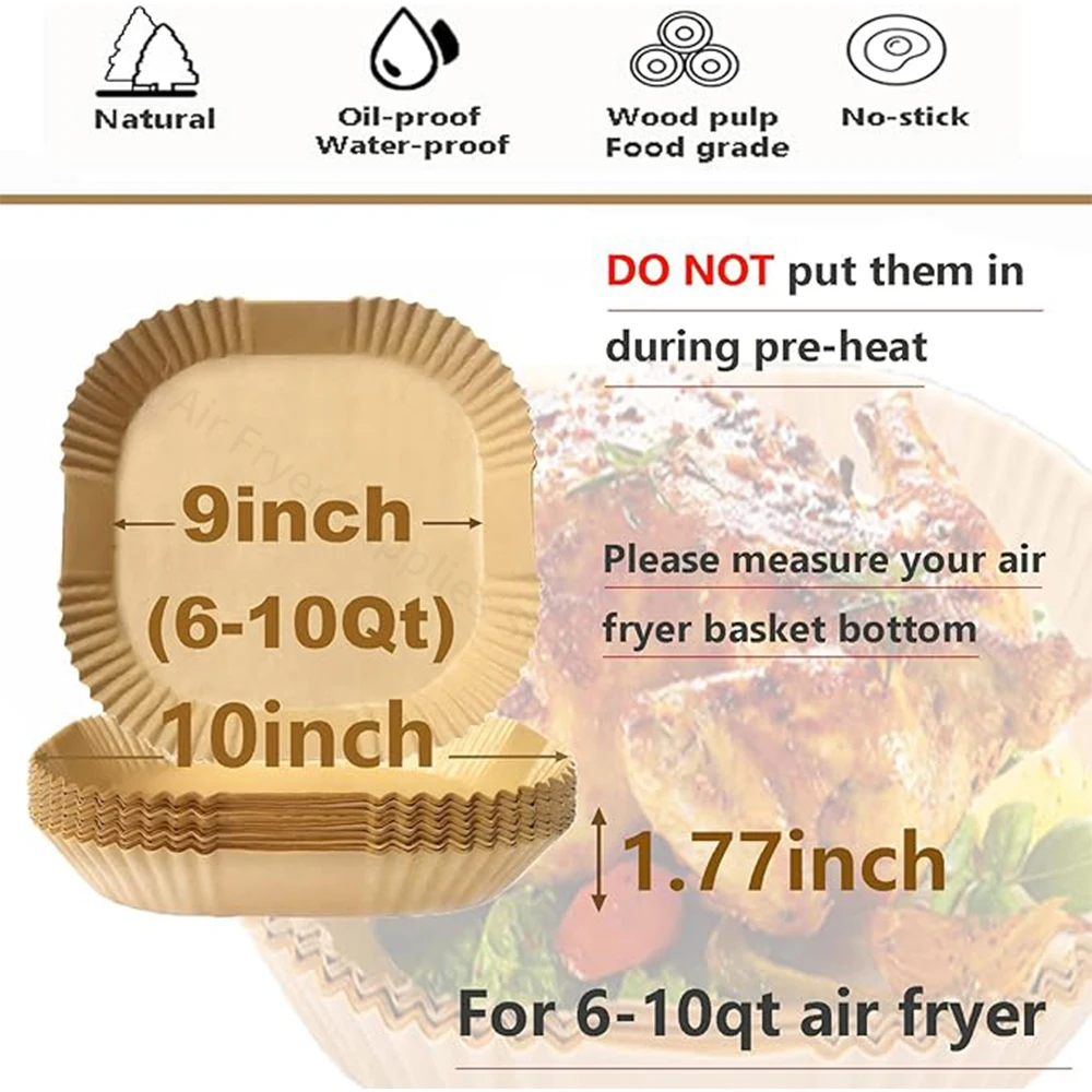 Non-stick Airfryer Disposable Paper Liner for 6-10Qt Cooking Steamer Basket 9Inch Air Fryer Special Baking Paper,air fryer paper,disposable air fryer liners,air fryer accessories