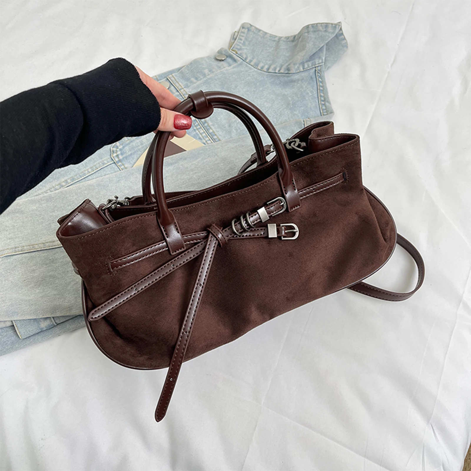 PU Leather Vintage Shoulder Bag Large Capacity Retro Underarm Bag All-Match Armpit Bag Travel Shopping Date Crossbody Bag