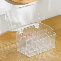 Acrylic Makeup Storage Box With Lid Clear Transparent Multi-grid Lipstick Storage Case Durable Large Capacity 1