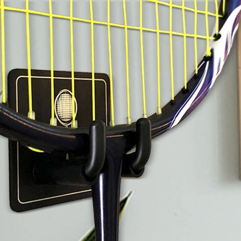 New 2Pcs Universals Tennis Racket Holder Wall Mounted Racket Rack Stainless Steel Wall Hook Badminton Holder