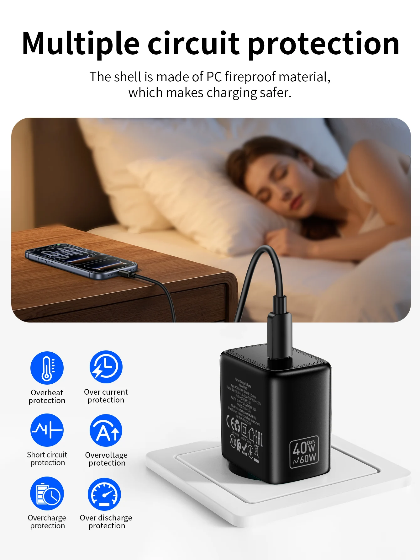 HOCO N83 40W GaN Fast Charger For iPhone 17 16 15 14 13 PD3.0 Charger for iPad Pro samsung Xiaomi Type C Mobile Phone Charger