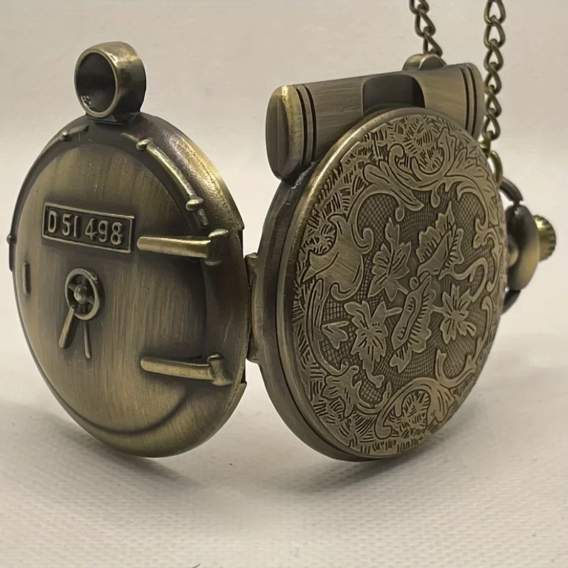 Steam Train Quartz Pocket Watch For Women Men Vintage Analog Clock Necklace Chain Souvenir Gift For Father's Day