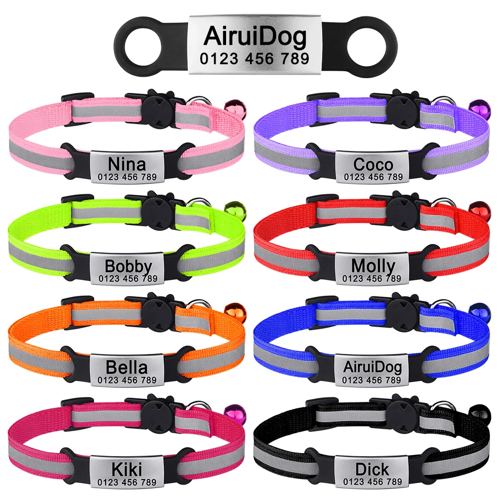 Personalized Customize  Cat Collar Name Fast Breakaway Nylon Id  Bell Pet Products Small Adjustable Unisex Kitten Supplies 3