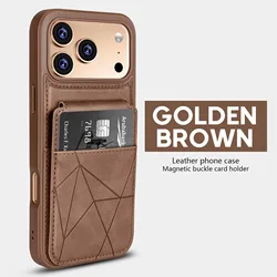 Luxury Leather Flip Wallet Phone Case with Card Holder and Durable Hard Cover - iPhone 15 Plus (Dark Brown)