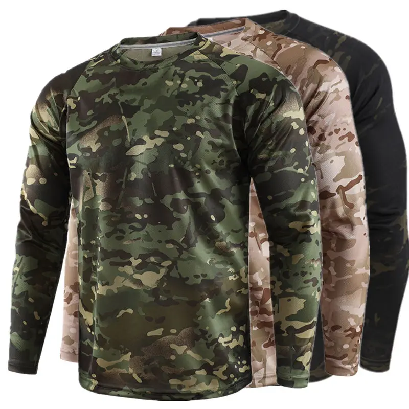 Outdoor Quick Drying Breathable Tactical Camping Shirts Army Camouflage Military T-shirt Sport Fitness Long Sleeve Tops sport t shirt long sleeve t shirt