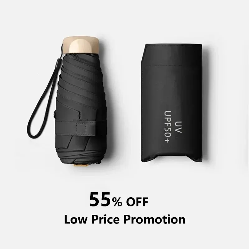 1Pc 55% Off Mini Sun Umbrella Pocket Rain Umbrella Vinyl Folding UV Ultraviolet Protection Sun Shade Pocket Parasol Capsule BEST SELLERS