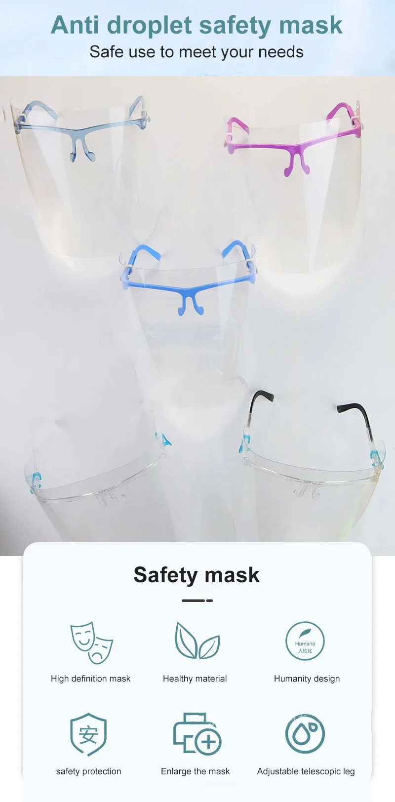 Anti-splash Face Shield Transparent Goggles Screen Mask Visor Eye Protection Glasses Anti-fog Protective Face Mask Kitchen Tools