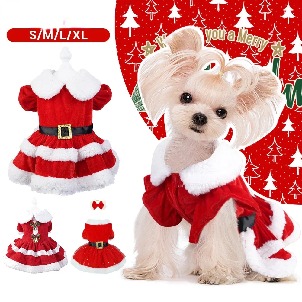 ChristmasDogDressesForSmallDogsClothesSummerChristmasCosplayCatPetDogDressFancy