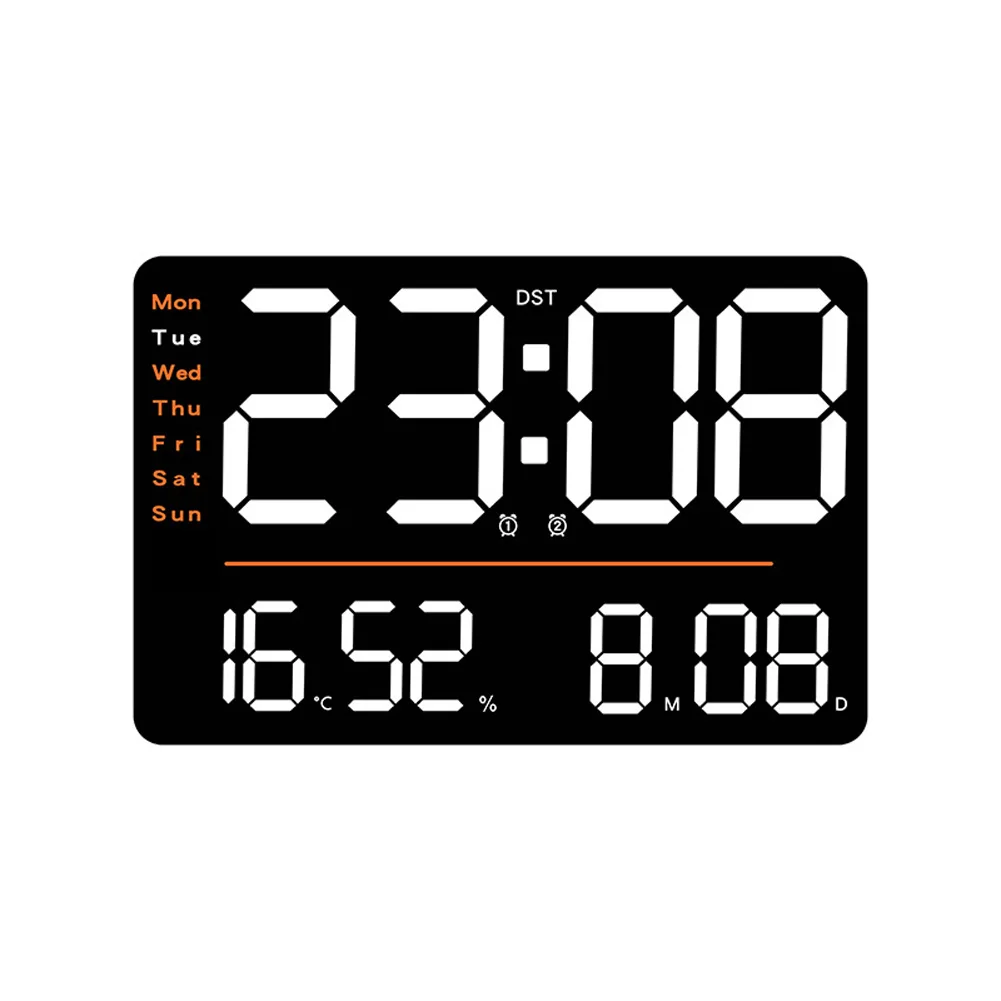 Led Digital Wall Clock 12/24h Adjustable Brightness Temperature Humidity Display Table Alarm Clock Home Decor Wall Clocks digital wall clock