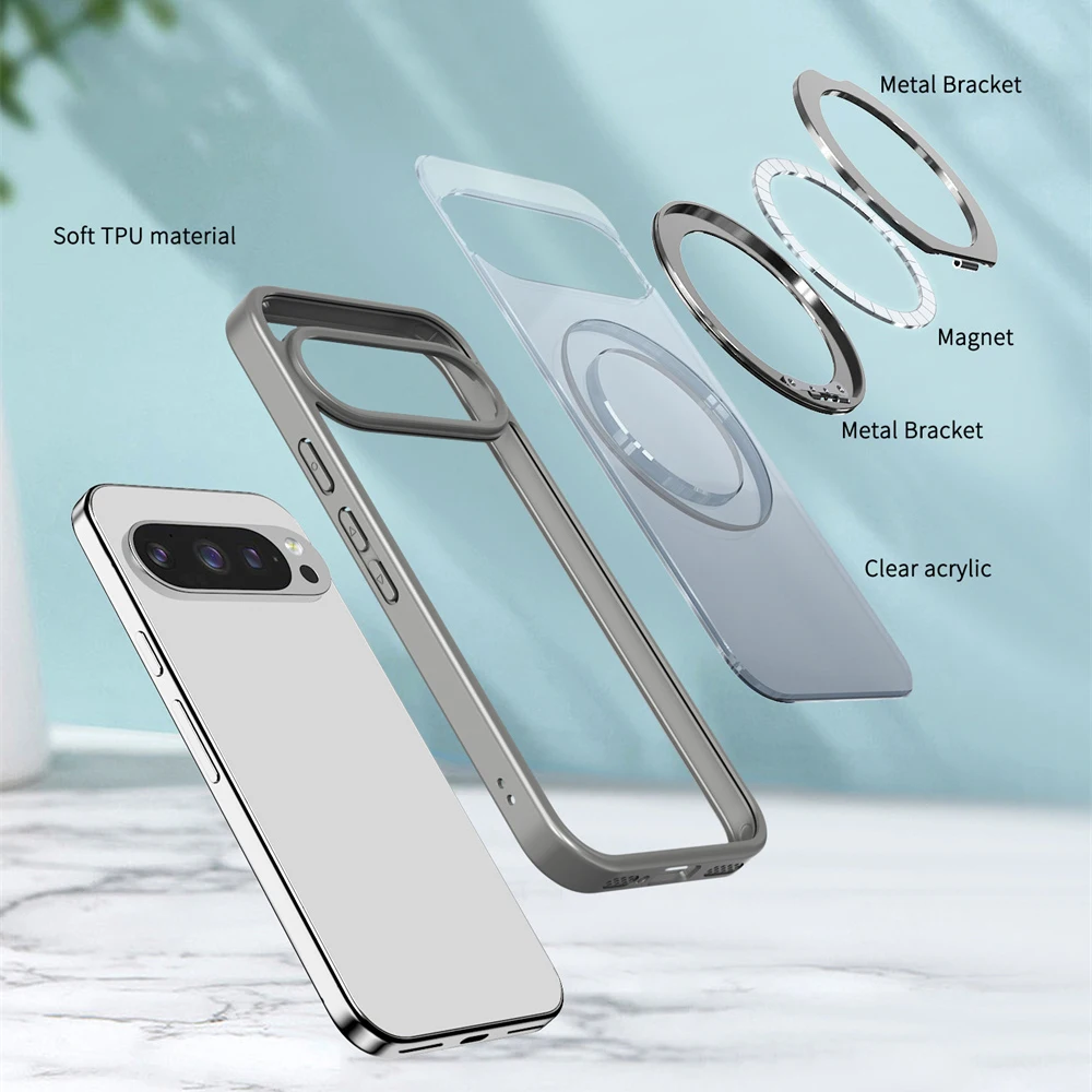 Matte Frosted Shockproof Aluminum Alloy Magnetic Rotating Stand Phone Case