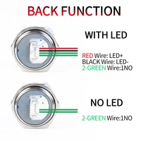 16/19/22/25/30mm With wires Short Stroke Waterproof Metal Push Button Switch 1NO Momentary Self Reset Led Light 12-24V/220V - Image 5