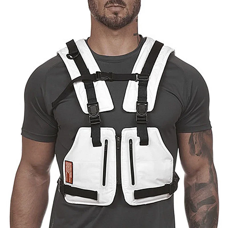 Mens Sports Motorcycle Tactical Vest Chest Bags Outdoors Reflective Waterproof Vest Male Multi-pocket Security Anti-theft