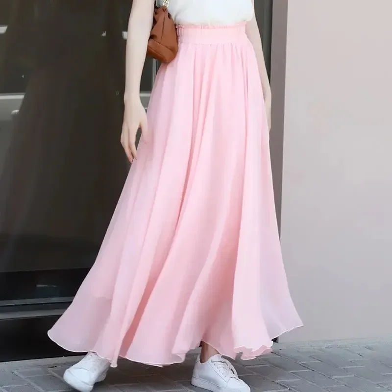 Women's Mid High Waist Semi Skirts Spring Summer Large Size