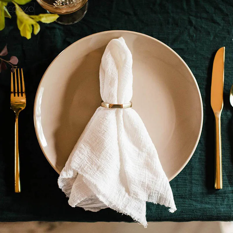 Cotton napkins 6PCS 43x43cm Dinner Table Rustic Decor Muslin Tea Towels Birthday Decore Retro Cotton Cheesecloth Cotton Gauze Wedding Napkins