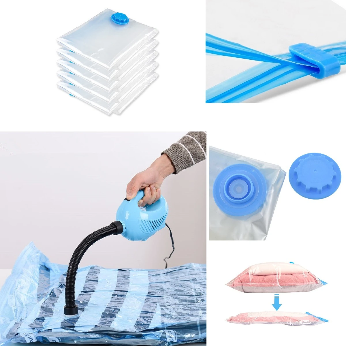 Thickened vacuum bag clothes storage bag with valve transparent border