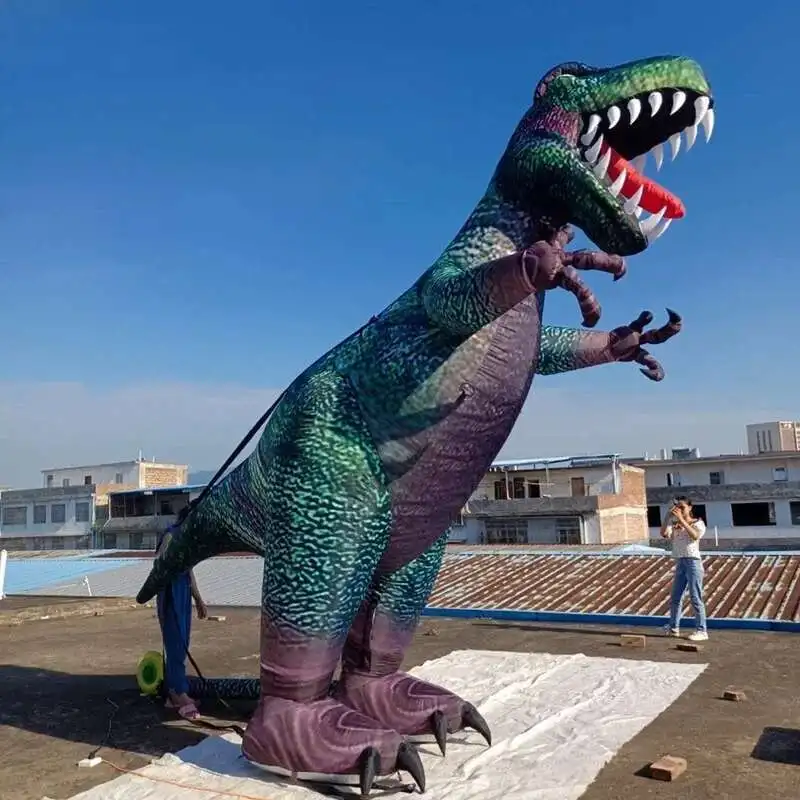 Giocattolo del drago Iatable blu modello di dinosauro con ventilatore