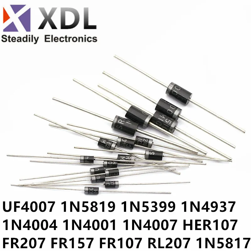 50PCS-1N5817-1N5819-1N5399-1N4937-1N4004-Schottky-Rectifier-Diode ...