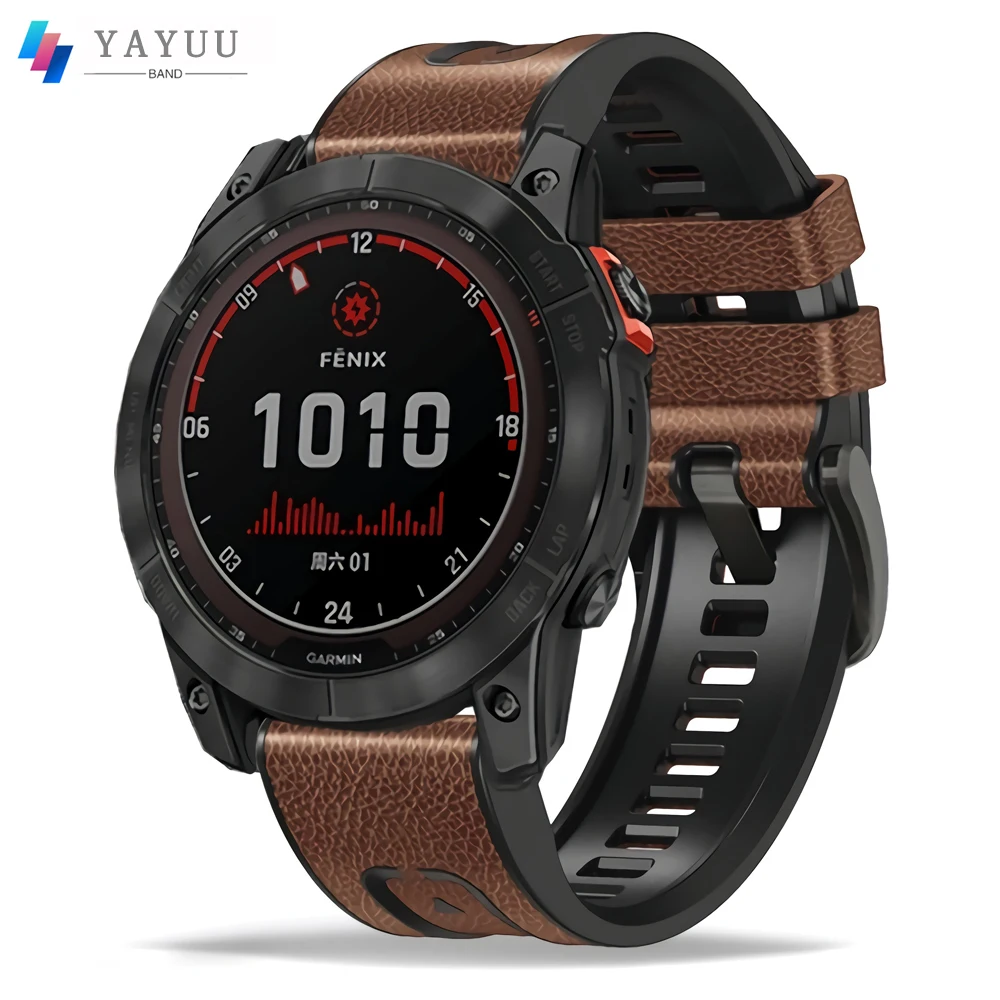 Silicone Leather Replacement Strap Garmin Fenix 6x Pro Leather Strap