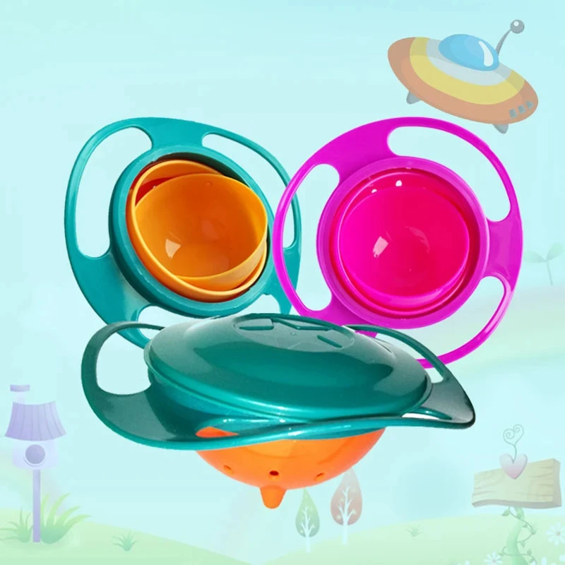 Rotary Feeding Bowl Baby Feeding Bowl Gyro Bowl 360 Degree Rotation Spill Resistant Feeding Dishes for Baby Training Children Spill-Proof