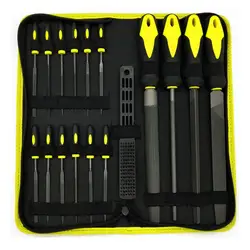 Ensemble d'outils de fichiers avec étui de transport, acier allié forgé de qualité supérieure, précision plat/Triangle/demi rond/rond 17 pièces 