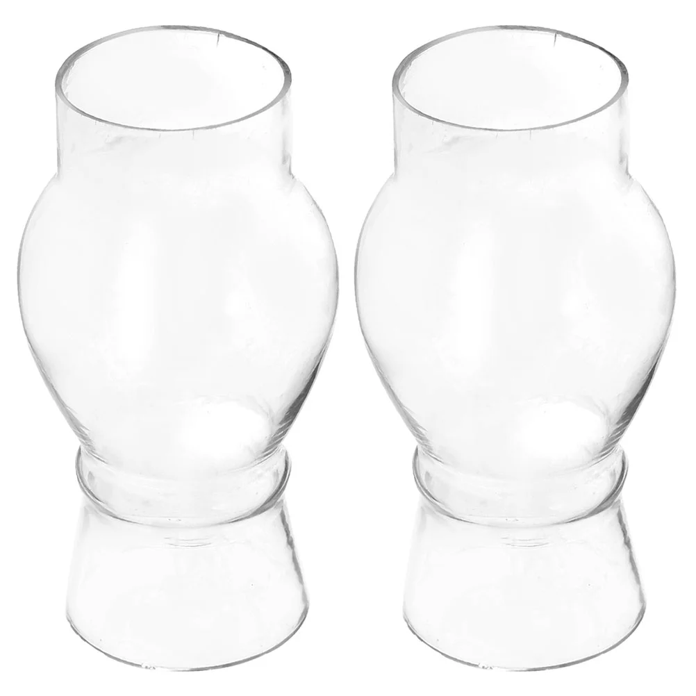 2Pcs Clear Glass Oil Lamp Chimney Vintage Lantern Shade Portable Lighting Globe Replacement For Lamp Accessories With Glass Oil