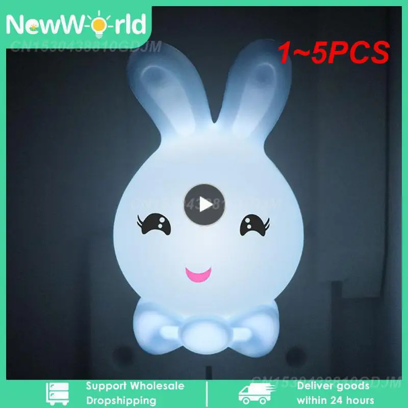 

1~5PCS Colors Rabbit LED Night Light Baby Sleeping Light Bunny Night Lamp EU/US Pulg-in Socket Bedside Wall Lamps for Kids