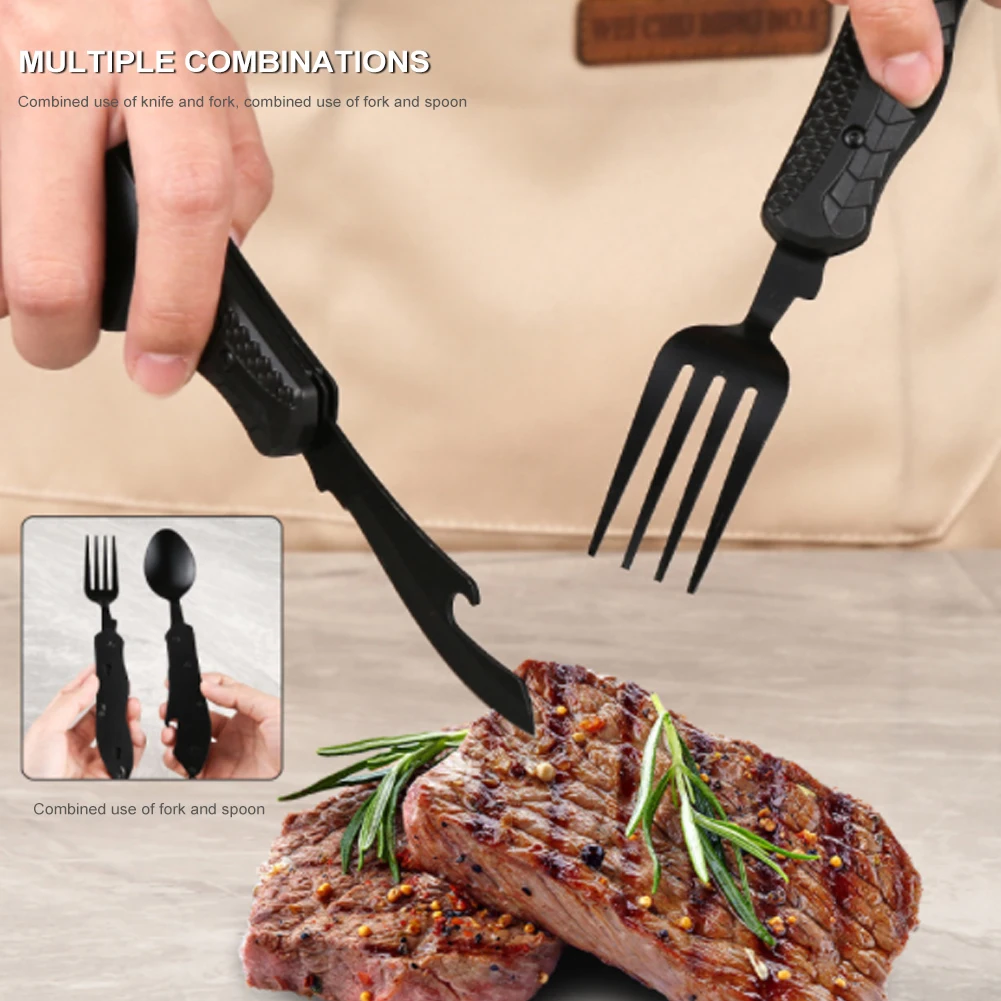 Set Picnic Set 2 Posate Pieghevoli In Acciaio Inox - Cucchiaio E Forchetta Da Viaggio Per Campeggio E Picnic Forchette Acciaio Inox