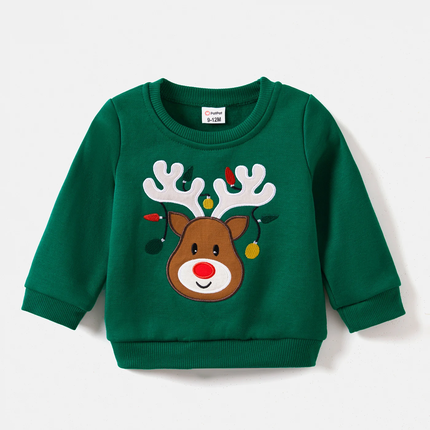 Sudadera de manga larga a juego para toda la familia con bordados de ciervos navideños de PatPat