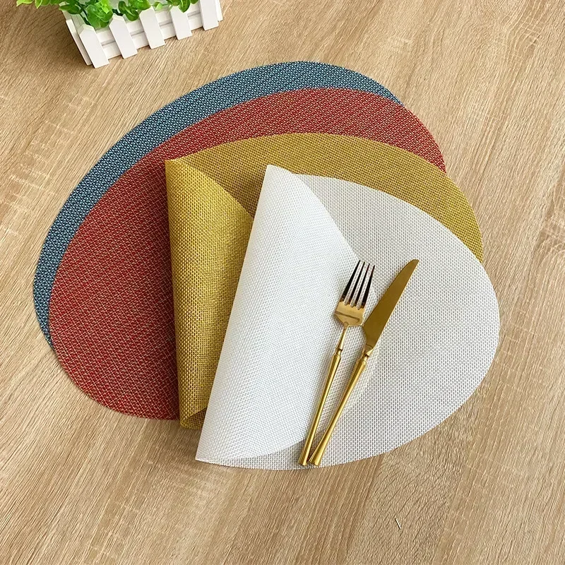 

6Pcs Oval Table Mat Heat Insulation Non-Slip Tableware Placemats for Dinner Table Washable Drink Coffee Cup Coaster Decoration