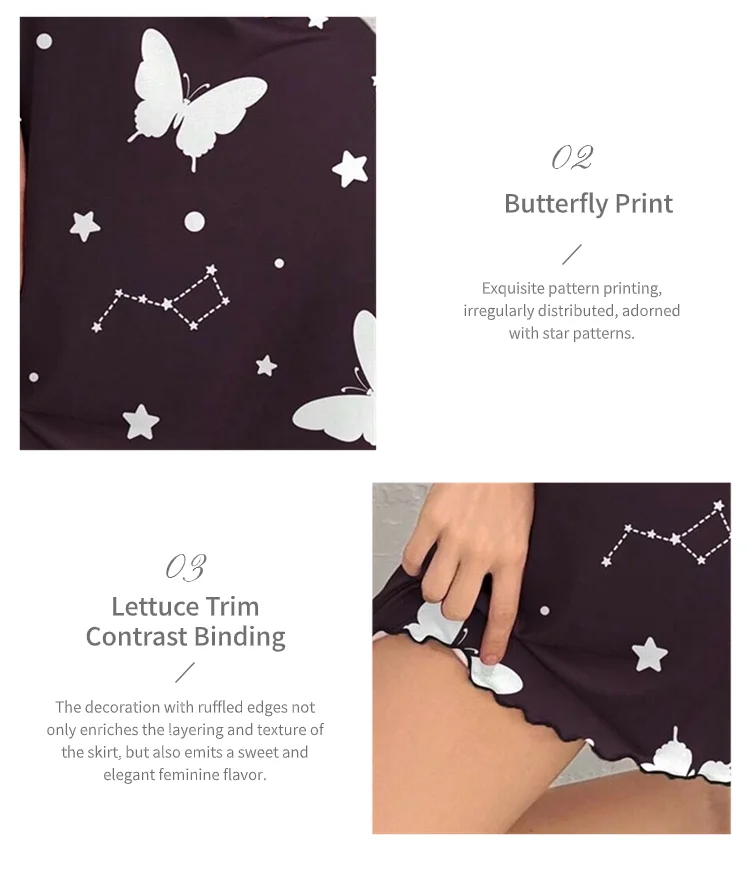 Women's Nightdress Nightgown Summer Sleeveless Night Dress Butterfly Print Cami Sleepwear Soft Comfortable Lounge Wear Nightwear