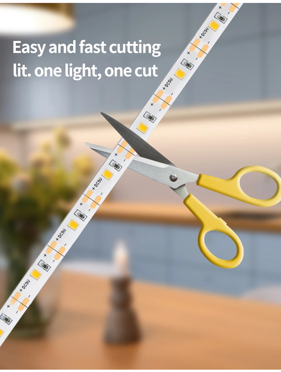 Description Picture 5 of item5V LED Strip Lights 1M 2M 3M 4M 5M 10M USB Diode Tape with Hand Scan Sensor Switch for Bedroom Cabinet Closet Kitchen Stairs