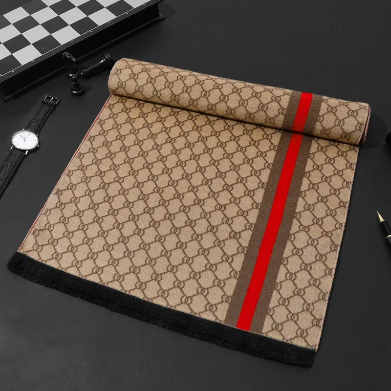 Classic Business Scarf Men High Quality Cashmere Winter Warm Scarves Vintage Shawl Long Wrap Luxury Brand Designer Scarf Gifts