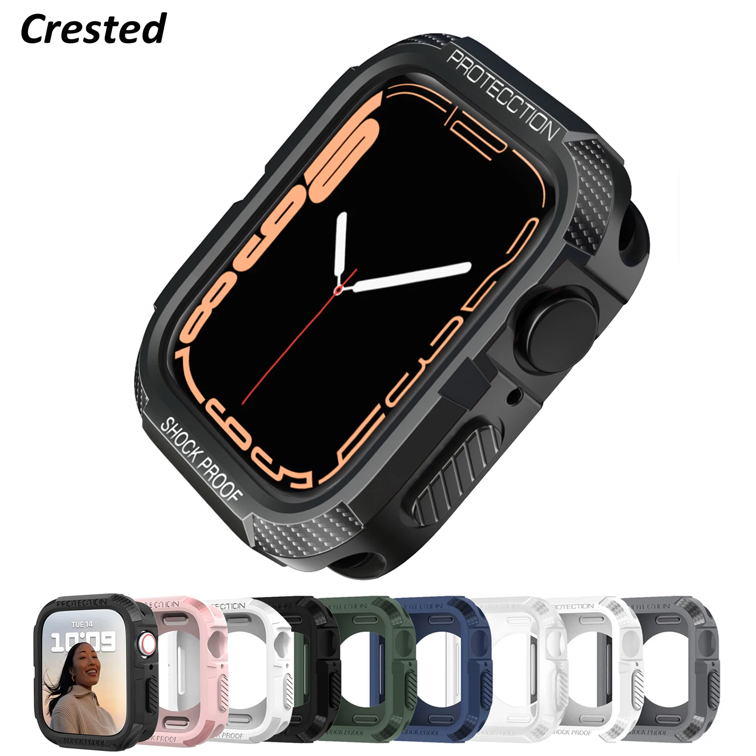 Rugged Cover for Apple Watch Case 44mm 40mm 45mm 41mm se 6 5 4 3 iWatch Accessorie TPU Screen Protector watch serie 7 case | Наручные