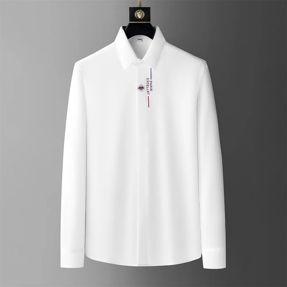

Bee Embroidery Shirts Men Long Sleeve Slim Fit Casual Shirt 2023 Spring Social Business Formal Dress Shirts Nightclub Streetwear