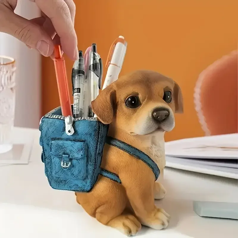 Cartoon Cute Puppy Pen Holder Resin Desk Decoration for Offices Homes Perfect Birthday Gift for Students Goung Adults 5