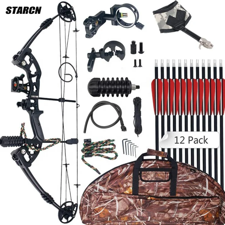 

Wrist Sling Rubber Stabilizer Arcos Compuestos Camo CM125 Archery Bow And Arrow Compound Bow Set