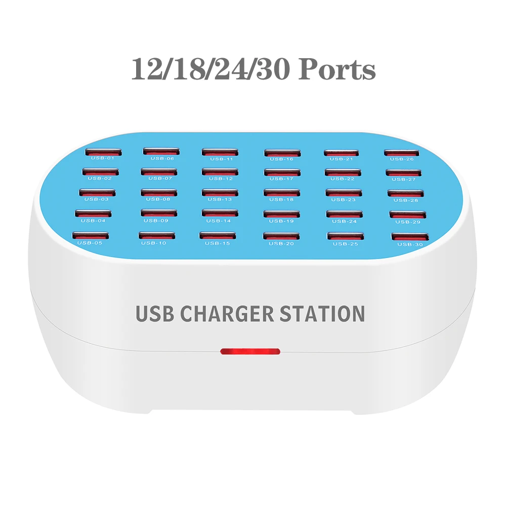 

12/18/24/30 Ports USB Charger Adapter Tablet Phone Charger Desktop USB Charging Station Charger For iPhone Samsung Xiaomi Huawei