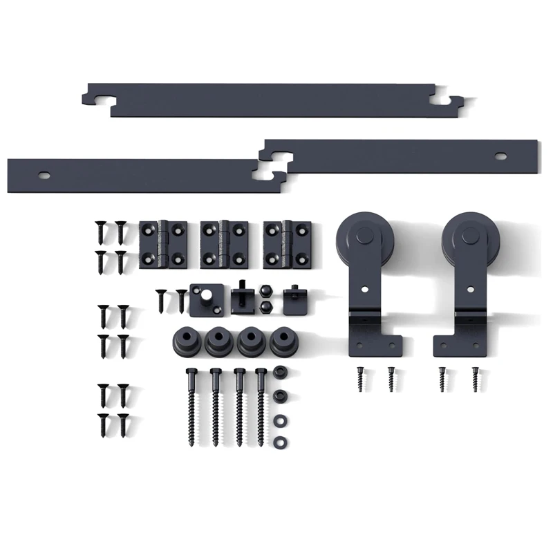 CCJH 6/6.6 Foot Double Folding Sliding Door Kit, 2 Door Durable Sliding Hardware Kit System [Hardware Kit Only, No Door]