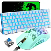 80% Mechanical Gaming Keyboard and Mouse Mousepad &Rainbow Backlit 12000 DPI Lightweight Gaming Mouse with Honeycomb Shell Set - Image 6