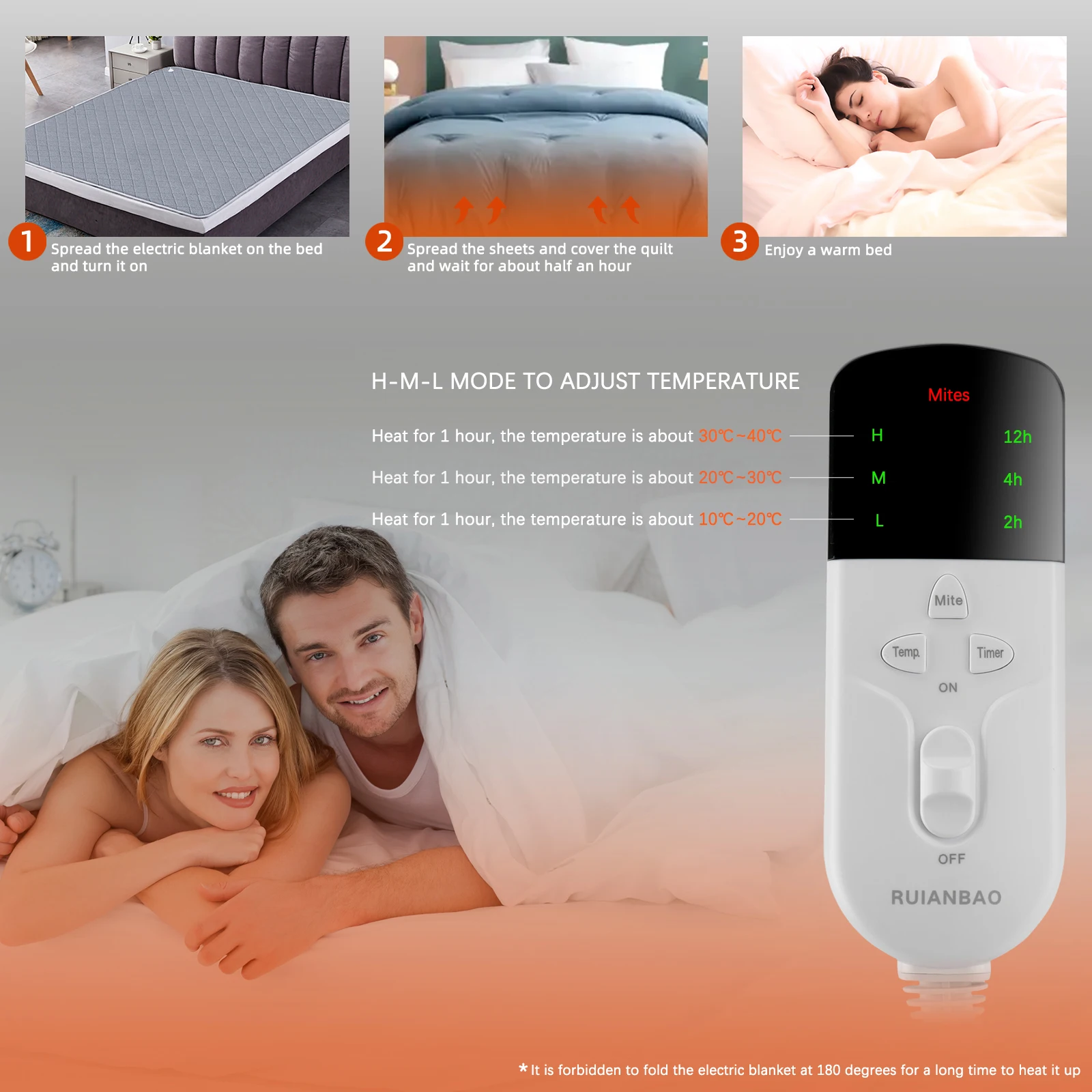 Rainbow RUIANBAO 150*80CM Single Electric Blanket Pad Heating Bed Mat  Electric Underblanket CE Certification 230V EU Plug