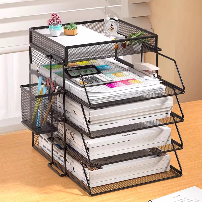 Office A4 Paper Desk Organizer Document File Letter Book Brochure Filling Tray Rack Shelf Carrier Metal Wire Mesh Storage Holder 2