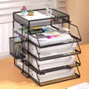 Office A4 Paper Desk Organizer Document File Letter Book Brochure Filling Tray Rack Shelf Carrier Metal Wire Mesh Storage Holder 2