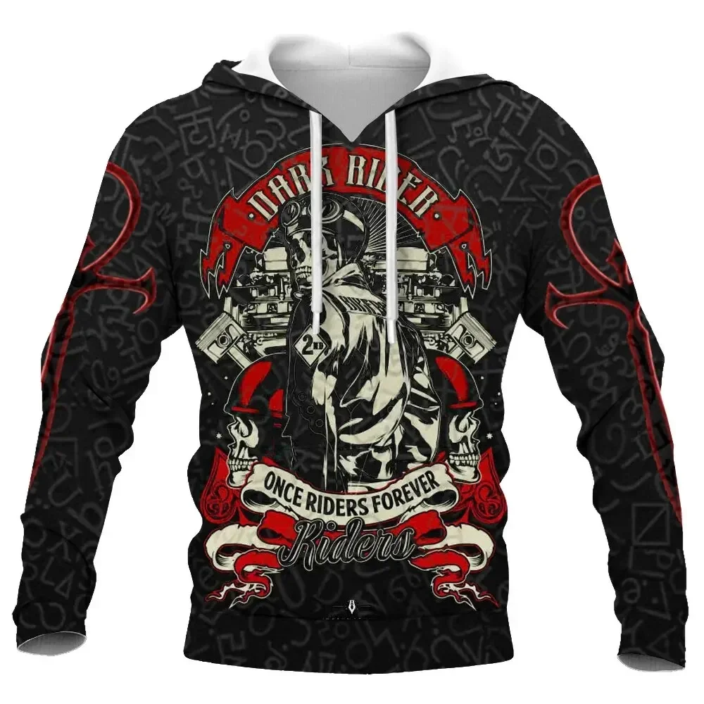Sudadera con capucha para hombre con estampado 3D de calavera y motocicleta, sudadera de gran tamaño con estampado gráfico, sudadera de calle a la moda para hombre, camisetas casuales para hombre
