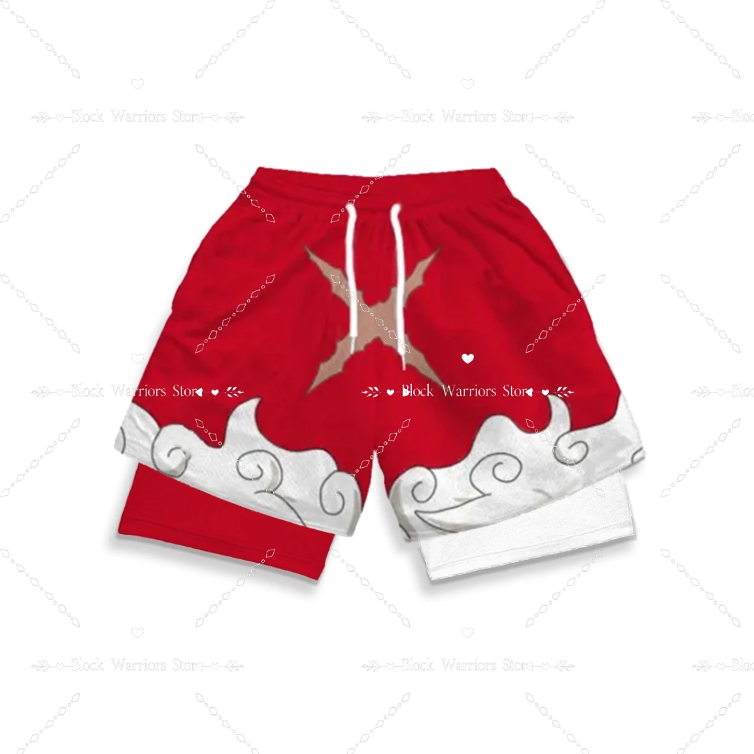 Men Anime Shorts 2 In 1 Bilayer Casual Sport Shorts Quick Dry Running Jogging Performance Shorts Summer 3