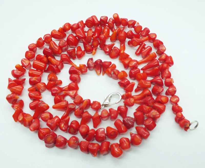 

36 Inch 5-8MM Irregular Red Coral Sweater Necklace